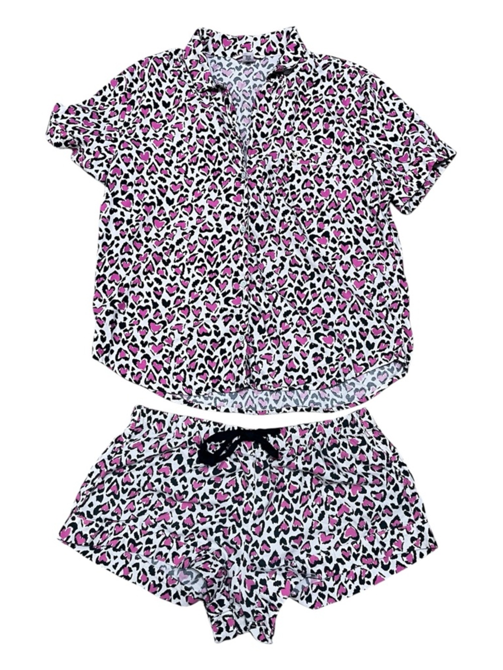 VICTORIA’S SECRET Heart Print Cotton Modal Blend Pajama Set Size Large